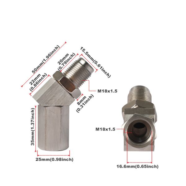45 Degree O2 Sensor Spacer Universal Mini Catalytic Converter
